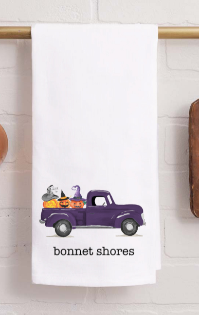 Bonnet Shores Jack O Lantern Truck Tea Towel