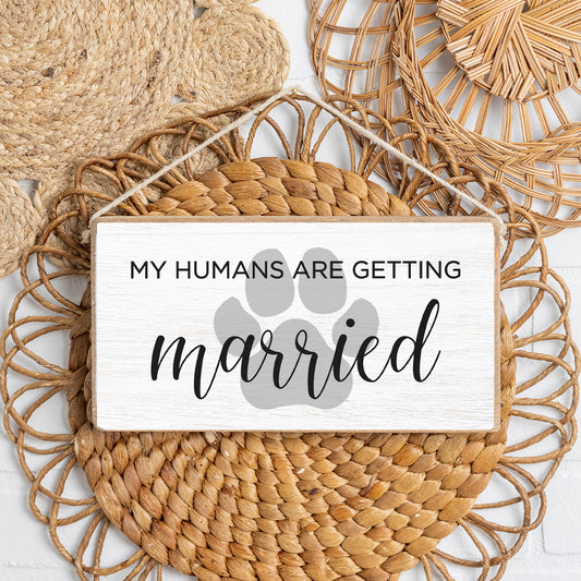 Humans Getting Married Twine Hanging Sign