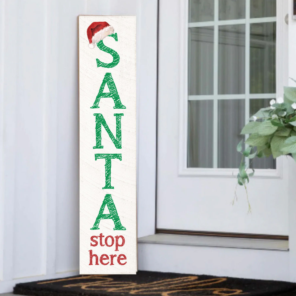 Santa Stop Here Barn Wood Sign 10 x 44