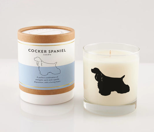 Cocker Spaniel Candle with Rocks Glass