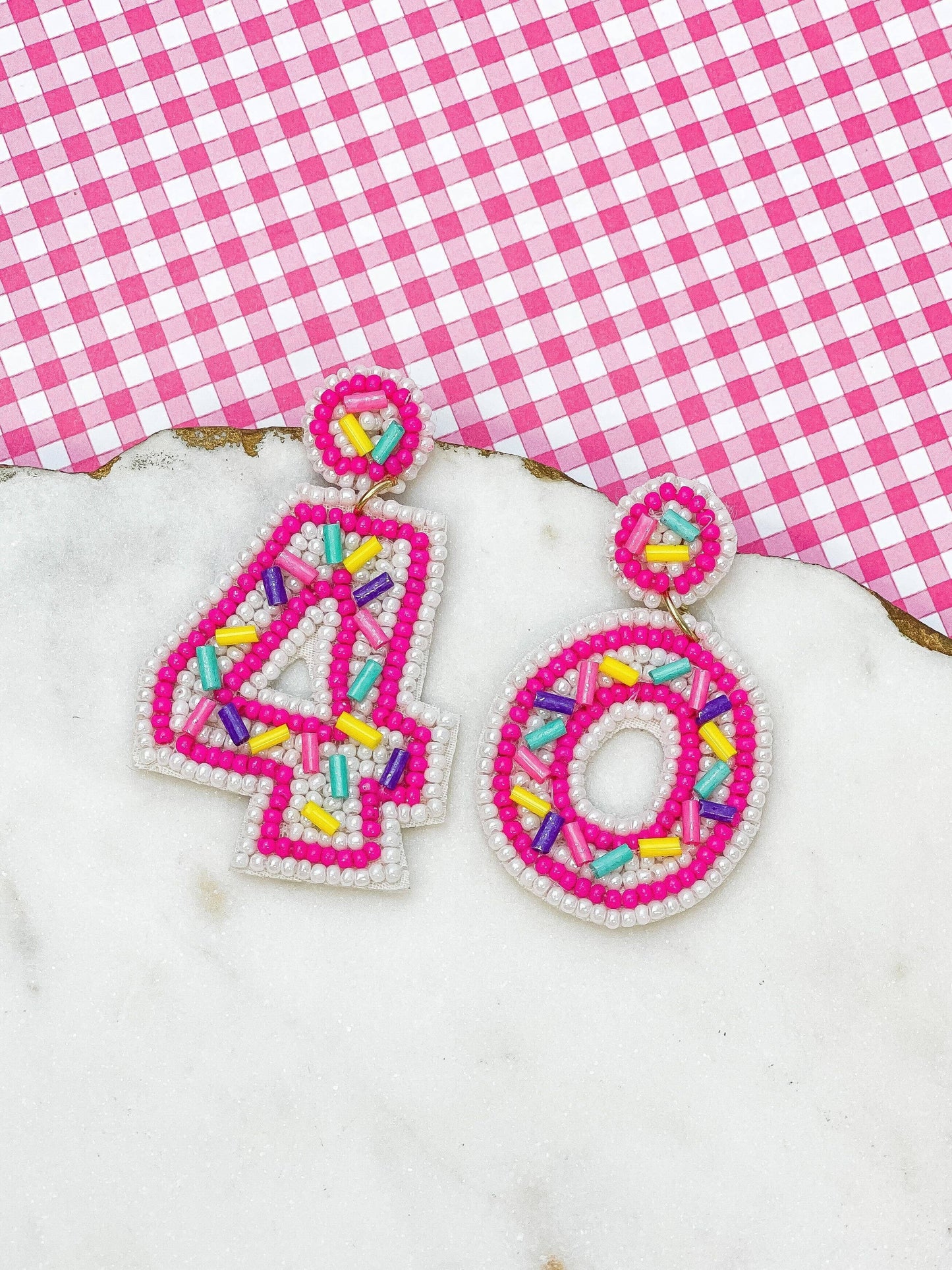 '40' Birthday Beaded Dangle Earrings