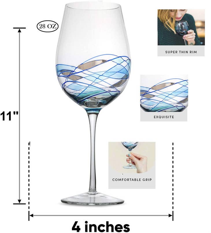 Wine Glass With Blue Mosaic Design (one glass)