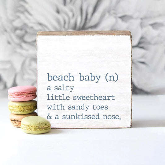 Beach Baby Definition Decorative Wooden Block