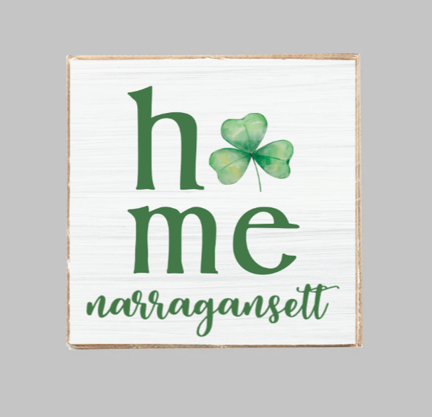 Narragansett Watercolor Shamrock Wooden Coaster