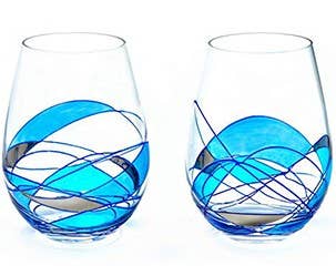 Tumbler With Blue Mosaic Design (one glass)