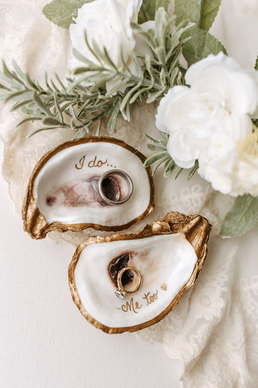 I Do, Me Too Gilded Oyster Jewelry Dish Set