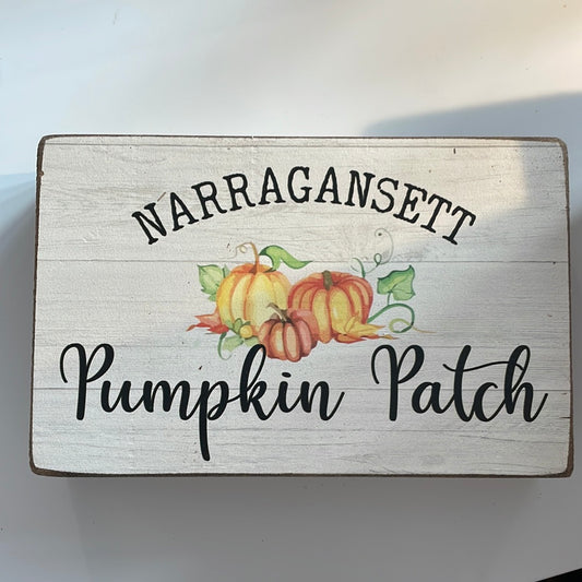 Narragansett Pumpkin Patch Decorative Wooden Block