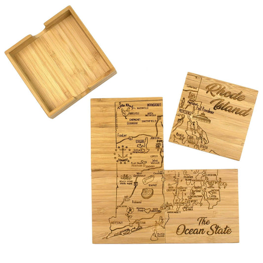 Rhode Island State Puzzle 4 Piece Coaster Set with Case