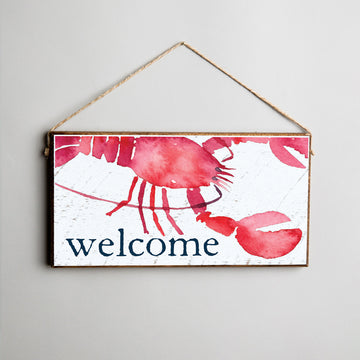 Welcome Lobster Twine Hanging Sign