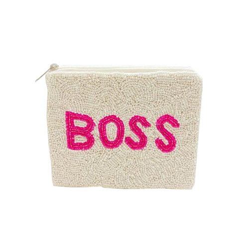Boss Pink Beaded Coin Pouch