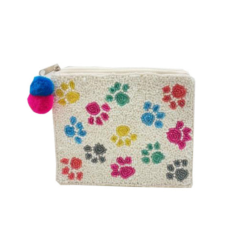 Colorful Paws Beaded Coin Pouch