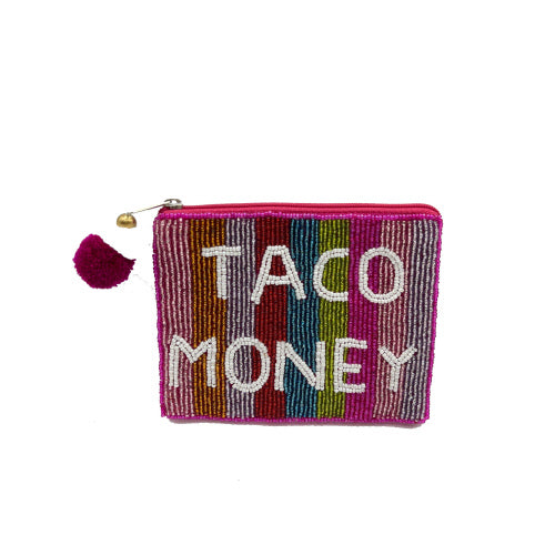 Taco Money Beaded Coin Pouch