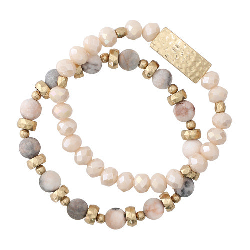 Neutral Tone Beads with Gold Bracelet