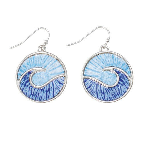 Silver and Blue Wave Earrings