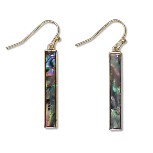 Gold w/ Abalone Inlay Drops Earrings