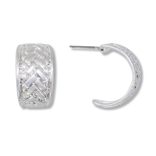 Silver Lattice Hoops Earrings