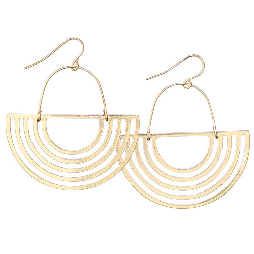Gold Polished Semi Circle Earrings
